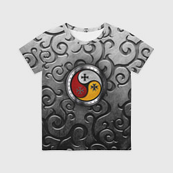 Футболка детская Три слезы бога на металическом арнаменте, цвет: 3D-принт