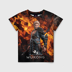 Футболка детская Король обезьян Black Myth Wukong fire, цвет: 3D-принт