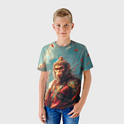 Футболка детская Wukong на фоне лепестков, цвет: 3D-принт — фото 2
