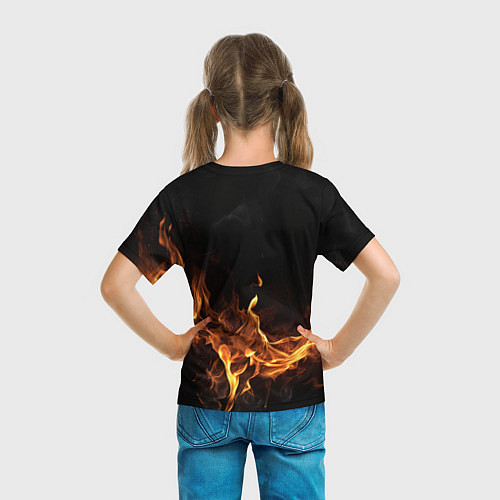 Детская футболка Deadlock logo на фоне огня / 3D-принт – фото 6
