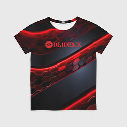 Футболка детская Deadlock logo красные соты и неон, цвет: 3D-принт
