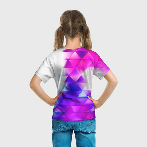Детская футболка Неоновые треугольники абстракция / 3D-принт – фото 6