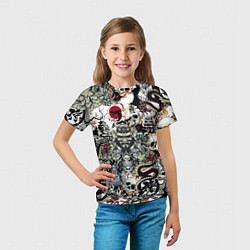 Футболка детская Японский самурай и драконы паттерн, цвет: 3D-принт — фото 2