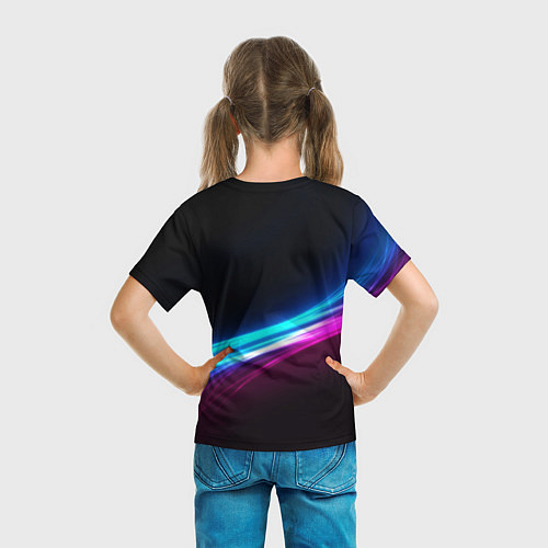 Детская футболка Россия неоновые волны / 3D-принт – фото 6