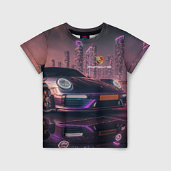 Футболка детская Porshe neon city, цвет: 3D-принт