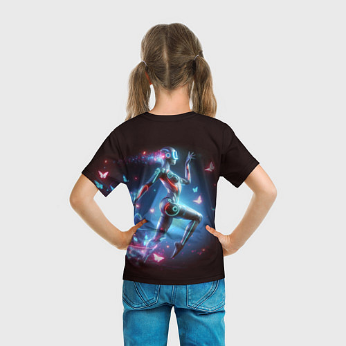 Детская футболка Cyber girl and butterflies - neon glow fantasy / 3D-принт – фото 6