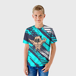 Футболка детская Мопс бодибилдер, цвет: 3D-принт — фото 2