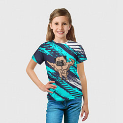 Футболка детская Мопс бодибилдер, цвет: 3D-принт — фото 2