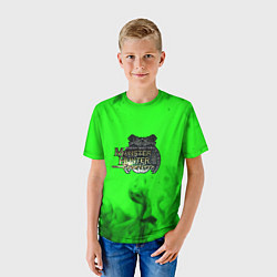 Футболка детская Monster Hunter fire green, цвет: 3D-принт — фото 2