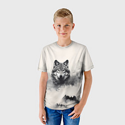 Футболка детская Голова серого волка, цвет: 3D-принт — фото 2