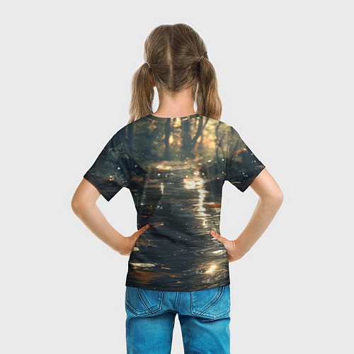 Детская футболка Выдра в летнем пруду / 3D-принт – фото 6
