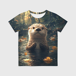 Футболка детская Выдра в летнем пруду, цвет: 3D-принт