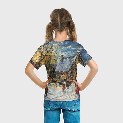 Детская футболка Новогодние каникулы картина маслом / 3D-принт – фото 6