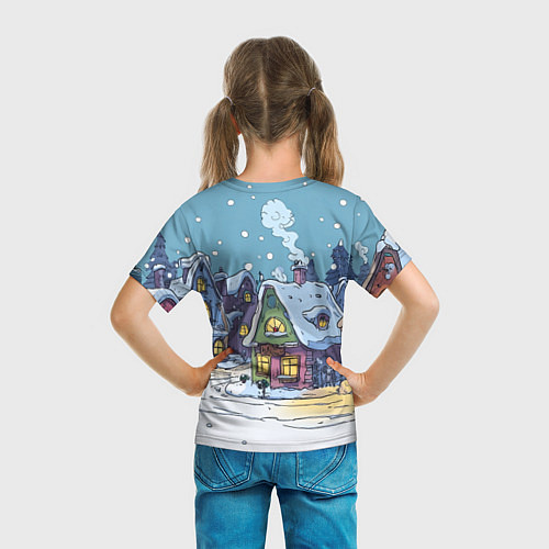 Детская футболка Зимние домики иллюстрация / 3D-принт – фото 6