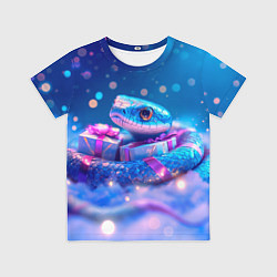 Футболка детская Новогодняя змейка с подарком, цвет: 3D-принт
