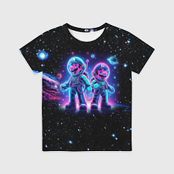 Футболка детская Марио и Луиджи в космосе - неоновое свечение, цвет: 3D-принт
