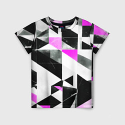 Футболка детская Black and pink abstraction on a white background, цвет: 3D-принт