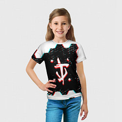 Футболка детская Doom hexagon glitch color, цвет: 3D-принт — фото 2