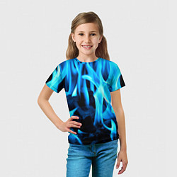 Футболка детская Синий огонь текстура, цвет: 3D-принт — фото 2