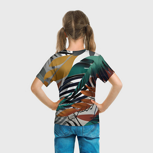 Детская футболка Полоски листья / 3D-принт – фото 6