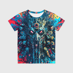 Футболка детская Таинственная кибер физиономия - паттерн, цвет: 3D-принт