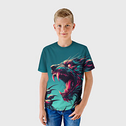 Футболка детская Свирепый оборотень - нейроарт, цвет: 3D-принт — фото 2