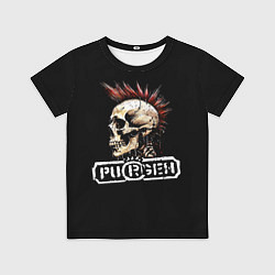 Футболка детская Purgen череп к красным ирокезом, цвет: 3D-принт