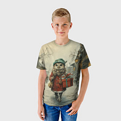 Футболка детская Сова с подарком, цвет: 3D-принт — фото 2