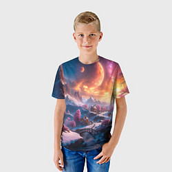 Футболка детская Fantasy river village, цвет: 3D-принт — фото 2