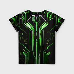 Футболка детская Green stripes on a black background, цвет: 3D-принт