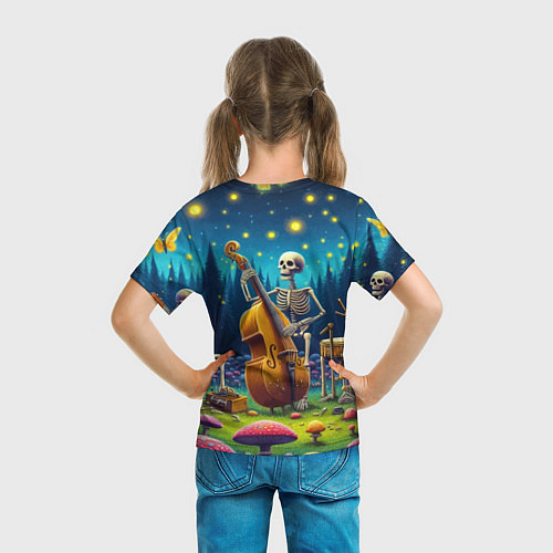 Детская футболка Ансамбль черепов даёт концерт под луной / 3D-принт – фото 6