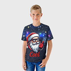 Футболка детская Cool Santa in glasses, цвет: 3D-принт — фото 2