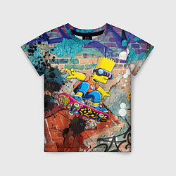 Футболка детская Bart Simpson on a skateboard - graffiti, цвет: 3D-принт