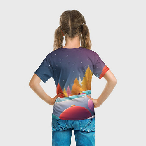 Детская футболка Яркие новогодние елки / 3D-принт – фото 6