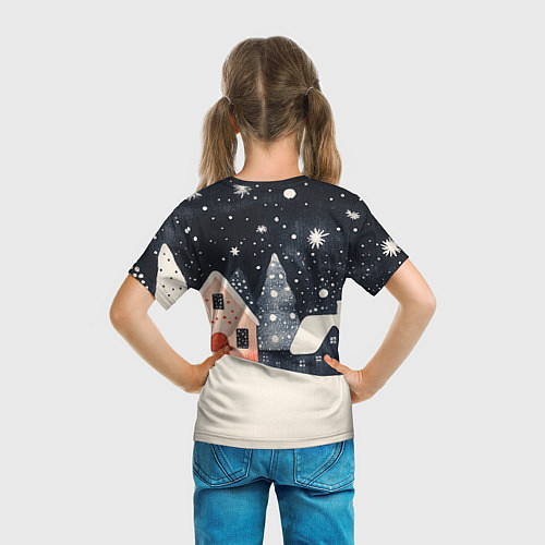 Детская футболка Новогодняя ночь и розовый домик / 3D-принт – фото 6