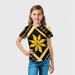 Футболка детская Жёлто-белая звезда и полосы на чёрном фоне, цвет: 3D-принт — фото 2