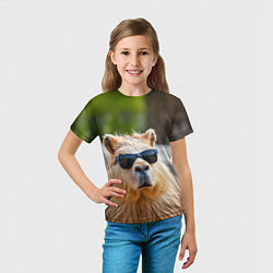 Футболка детская Модная капибара в темных очках, цвет: 3D-принт — фото 2