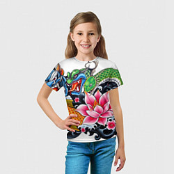 Футболка детская Иредзуми на белом фоне, цвет: 3D-принт — фото 2