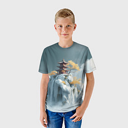 Футболка детская Японский снежный пейзаж, цвет: 3D-принт — фото 2
