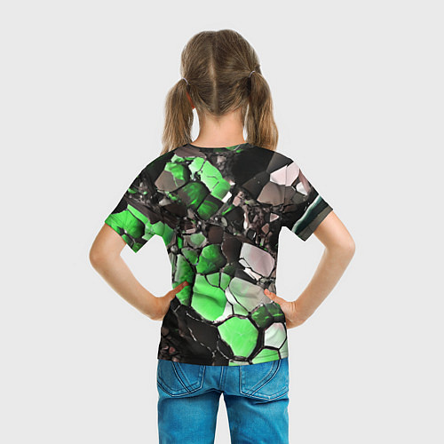 Детская футболка Чёрно-зелёный камень / 3D-принт – фото 6
