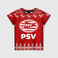 Футболка детская Новогодний PSV с оленями, цвет: 3D-принт