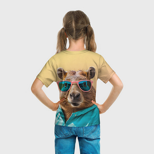 Детская футболка Модная капибара в отпуске / 3D-принт – фото 6