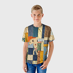 Футболка детская Пэчворк с собакой, цвет: 3D-принт — фото 2