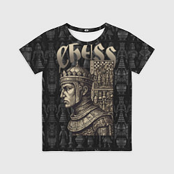 Футболка детская Король на фоне шахматных фигур, цвет: 3D-принт