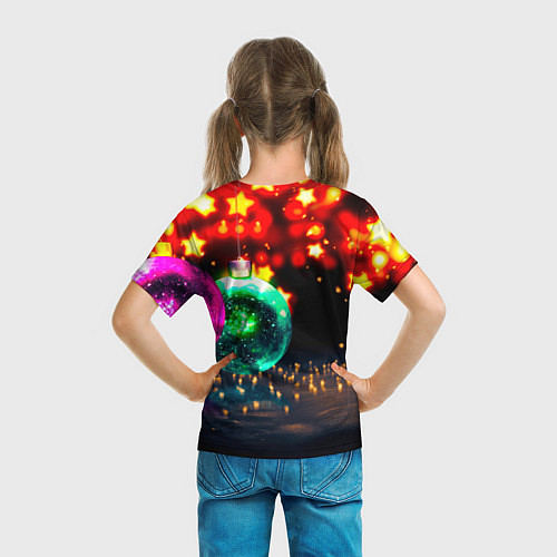 Детская футболка Новогоднее свечение игрушек / 3D-принт – фото 6
