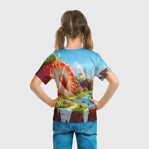 Детская футболка Клубничная планета - нейроарт фантазия / 3D-принт – фото 6