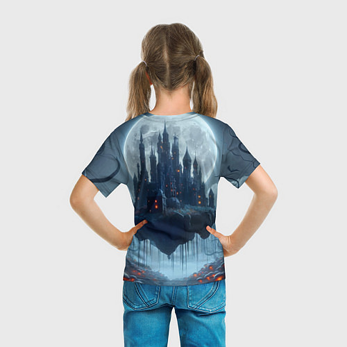 Детская футболка Замок Дракулы и неоновые грибы - нейроарт фантазия / 3D-принт – фото 6