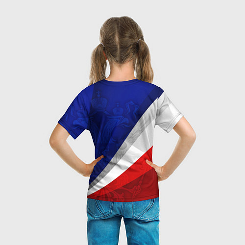 Детская футболка Герб России - триколор / 3D-принт – фото 6