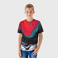 Футболка детская Абстракция эбру, цвет: 3D-принт — фото 2