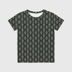 Футболка детская Вертикальный геометрический узор на черном, цвет: 3D-принт